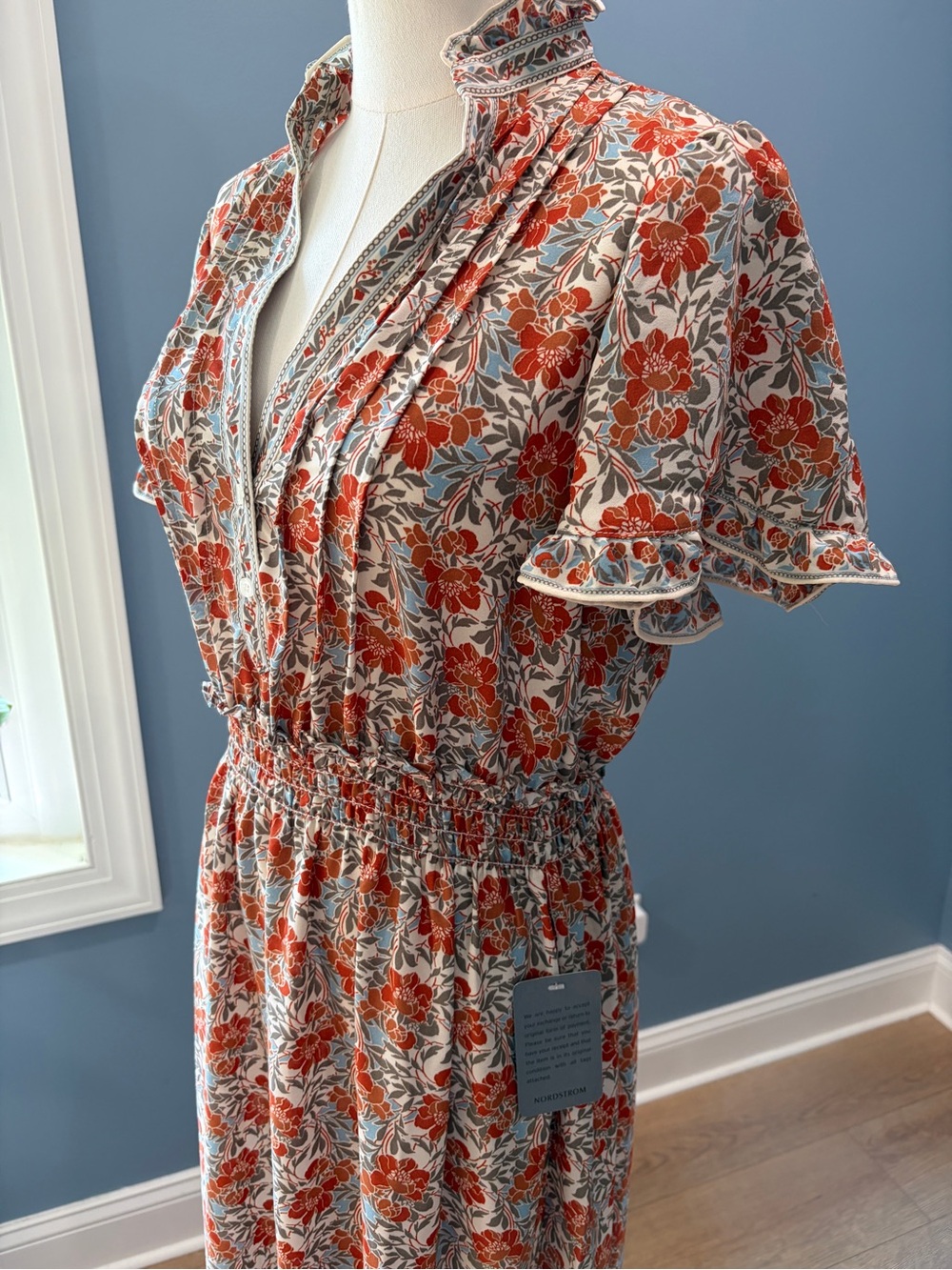 Max Studio London Floral Tiered Maxi Dress Smocked Waist NWT Medium - Picture 6 of 10